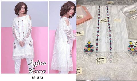 Agha Noor Net Embroidered Suit