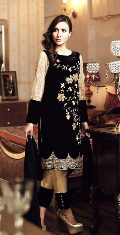 Pakistani velvet dresses on sale 2018