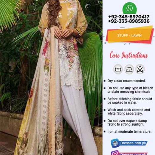 FINE QUALITY FABRIC N EMB WORK FABRIC DETAILS Shirt Printed Lawn Dupatta Printed Chiffon Trouser Lawn EMBROIDERY DETAILS 4 bunches Emb with cutwork For Fornt Front Daman Heavy Embroidered Sleeves Lace Embroidered Pkr Price: 3,699 For Booking Inbox us or Call: +92-333-8985936 Whats App/IMO: +92-345-8970417 , +92-333-8985936 International Shipping Charges apply